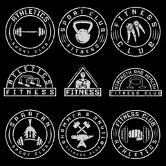 Obraz premium Set of various fitness grunge labels and design elements