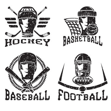 grunge vintage sport vector labels set
