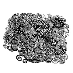 Mehndi Hand-Drawn floral abstract ornament Doodle.