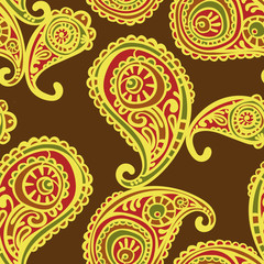 Paisley. Vector seamless illustration. Bright color pattern.