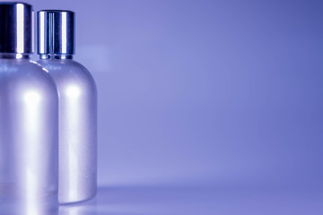 Blue Tone and Side View : Two aluminium bottles