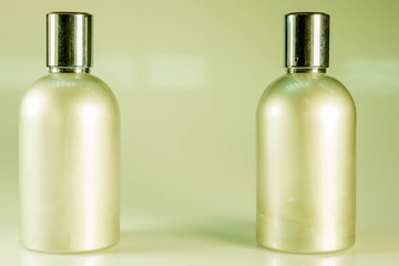 Green Tone and Side View : Two aluminium bottles