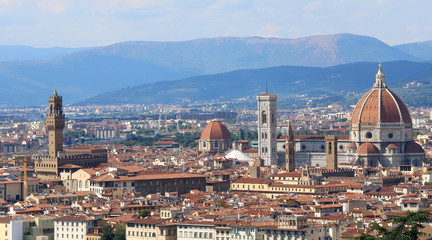 Fototapeta na wymiar Italy FLORENCE panoramic view with dome bell tower
