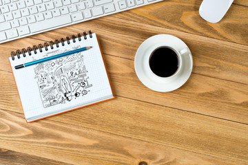 Business workplace with stuff