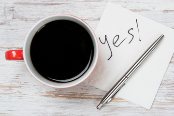 Message written on napkin