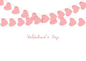 Pink hearts garlands on white