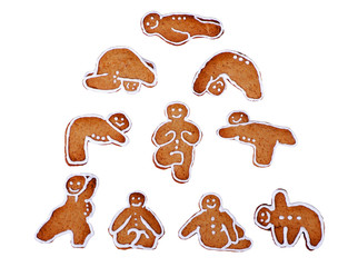 gingerbread cookies in the form of yoga men