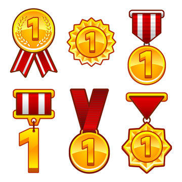 Trophy, awards, flat medal, first place, badge, sign, label icon