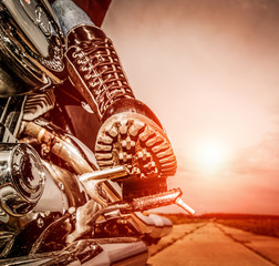 Biker girl riding on a motorcycle