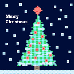 vector Christmas tree, pixel art
