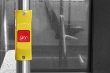 Stop on request button on bus
