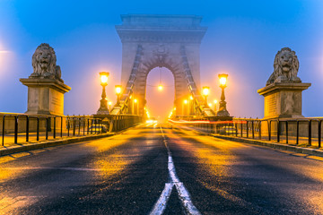 Fototapeta na wymiar Prague, Charles Bridge and Mala Strana in a foggy day.