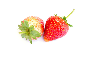 strawberries close up on white background