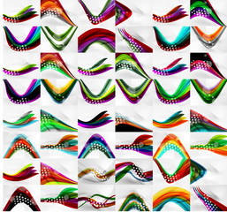 Set of blurred flowing waves backgrounds