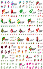 Set of geometric design eco leaves, go green nature concepts