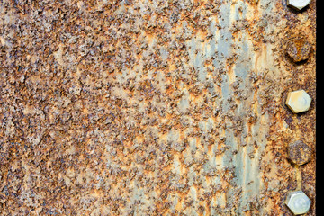 Rusted metal surface and screw nut