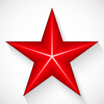 Vector illustration of five-pointed red star. on white backgroun