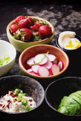 Open Sandwich preparation: ingredients and ready