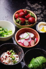 Open Sandwich preparation: ingredients and ready
