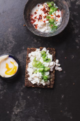Open Sandwich preparation: ingredients and ready