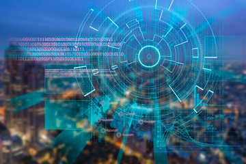 cyber laser target on a night city blurred background