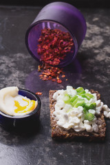 Open Sandwich preparation: ingredients and ready