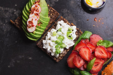 Open Sandwich preparation: ingredients and ready