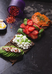 Open Sandwich preparation: ingredients and ready