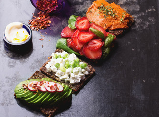 Open Sandwich preparation: ingredients and ready