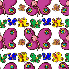 Seamless colorful butterflies flying
