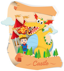 Prince and dragon in fairytale