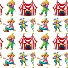 Obraz na płótnie Canvas Seamless clowns and circus tent