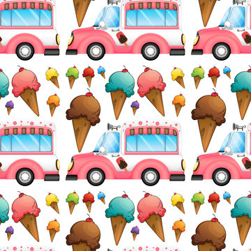 Seamless icecream and truck