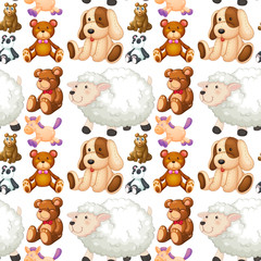 Seamless different kind of stuffed animals
