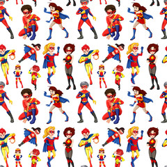 Seamless male and female superheroes