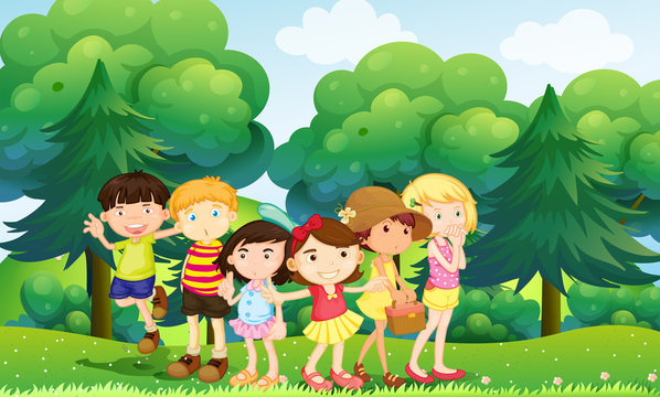 Children standing in the park
