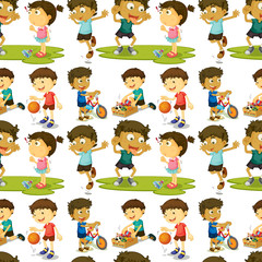 Seamless boys and girls playing