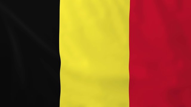 Flag of Belgium, slow motion waving. Rendered using official design and colors.