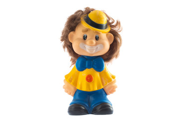 Rubber claun toy isolated on a white background.