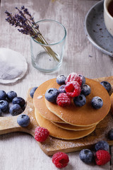 Pancakes with Berries and tea