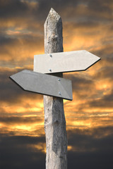 Blank wooden signpost