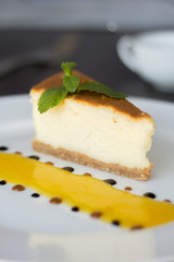Cheese cake on white plate