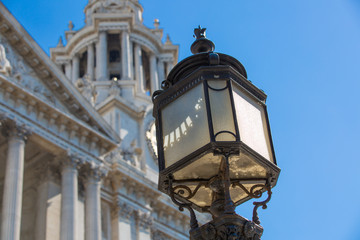 Fototapeta na wymiar Lantern against of st. Paul's cathedral. London
