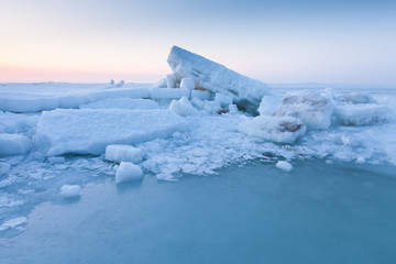 Ice hummocks in the sea
