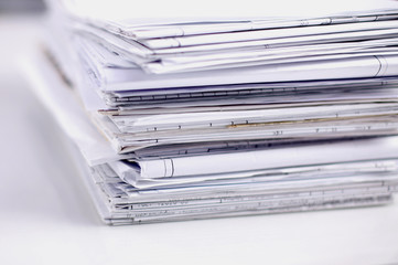 Big stack of papers ,documents on the desk