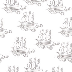 Nautical elements fun seamless pattern. Sea background. Vector illustration