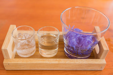 rice noodle in glass, made of rice add indigo color from Butterf