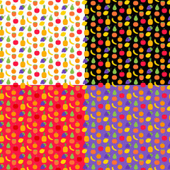 Colorful fruits seamless patterns