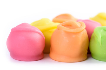 Colorful Fondant Candies On White Background