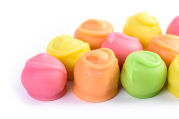 Colorful Fondant Candies On White Background